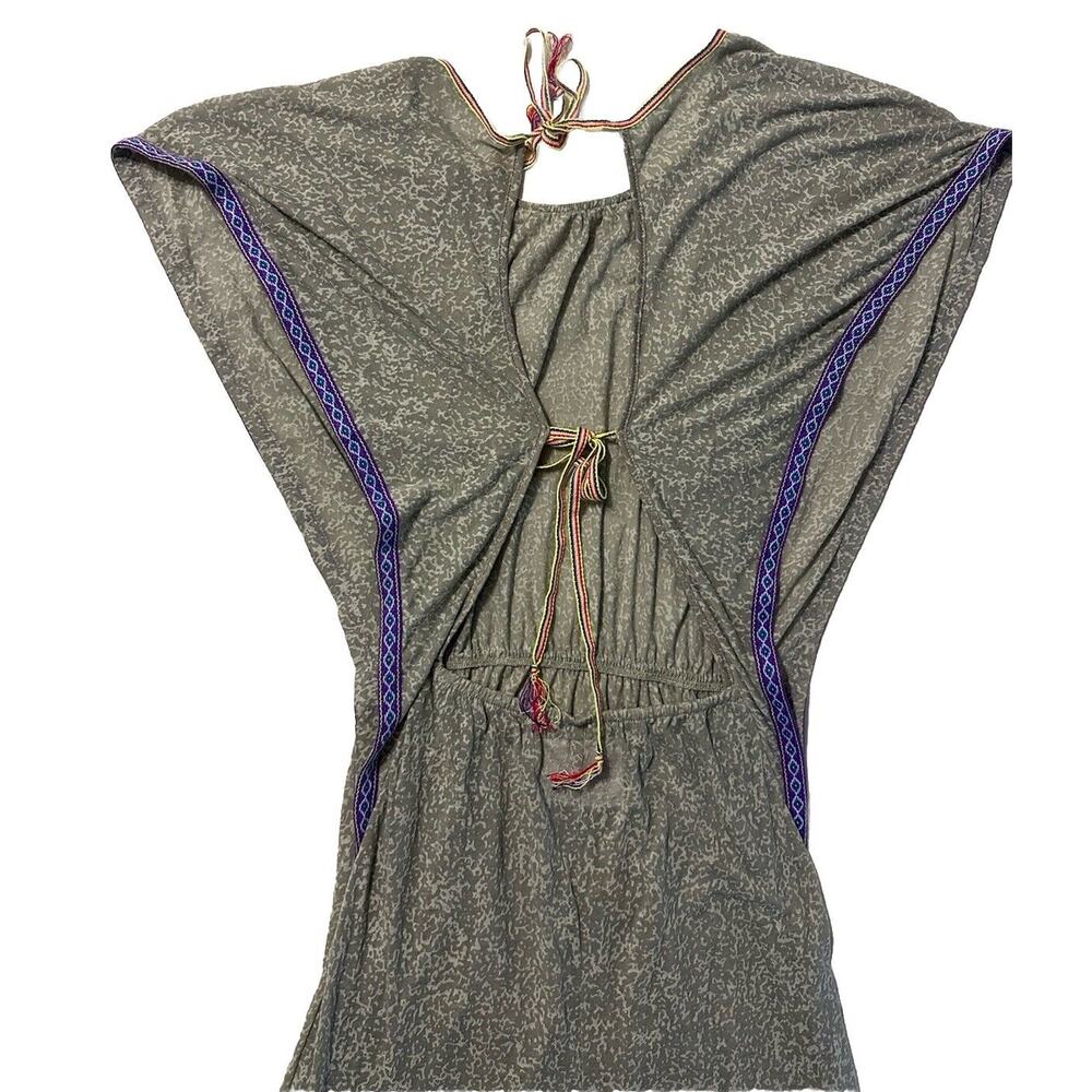 Pitusa Peru Gray Maxi Cover Up Asymmetric Open Back Hem Sheer Dress Small